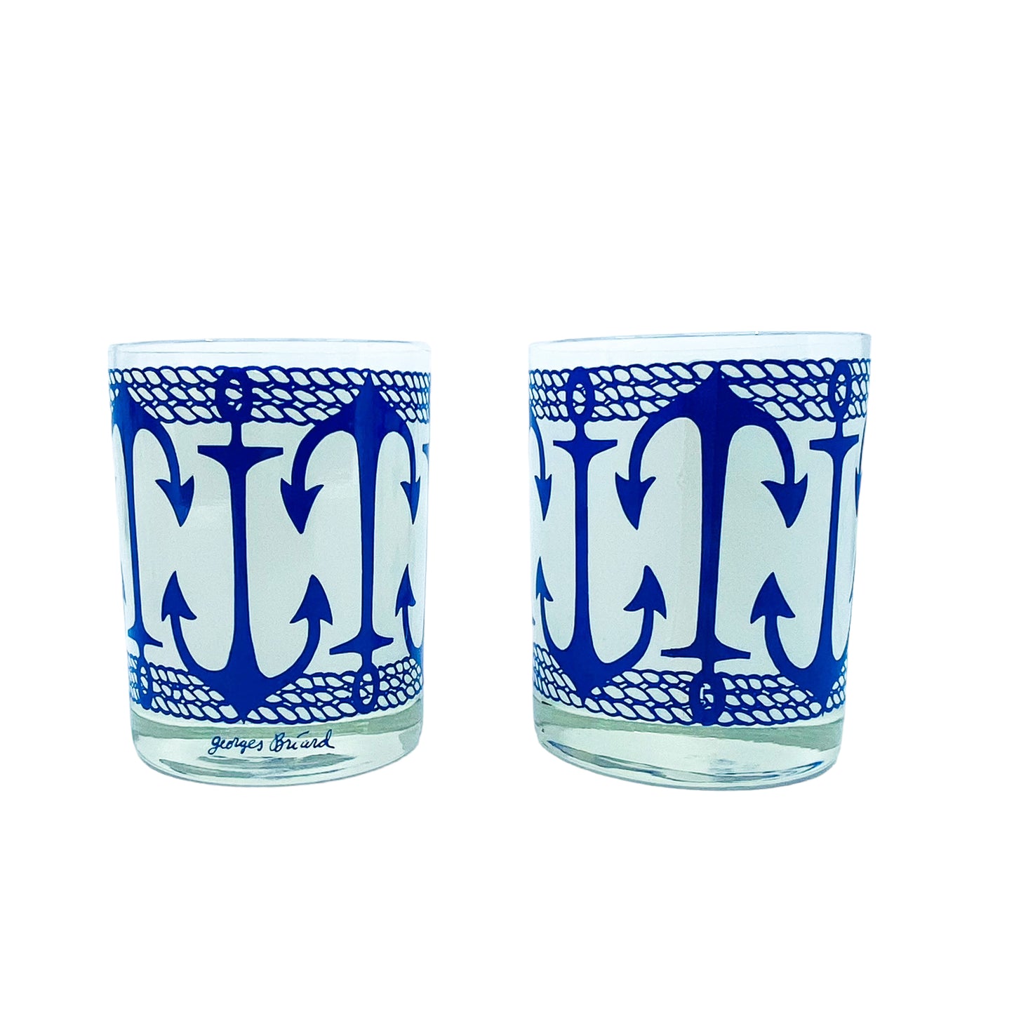 Vintage Georges Briard Nautical Anchor Cocktail Glasses, Set of 5