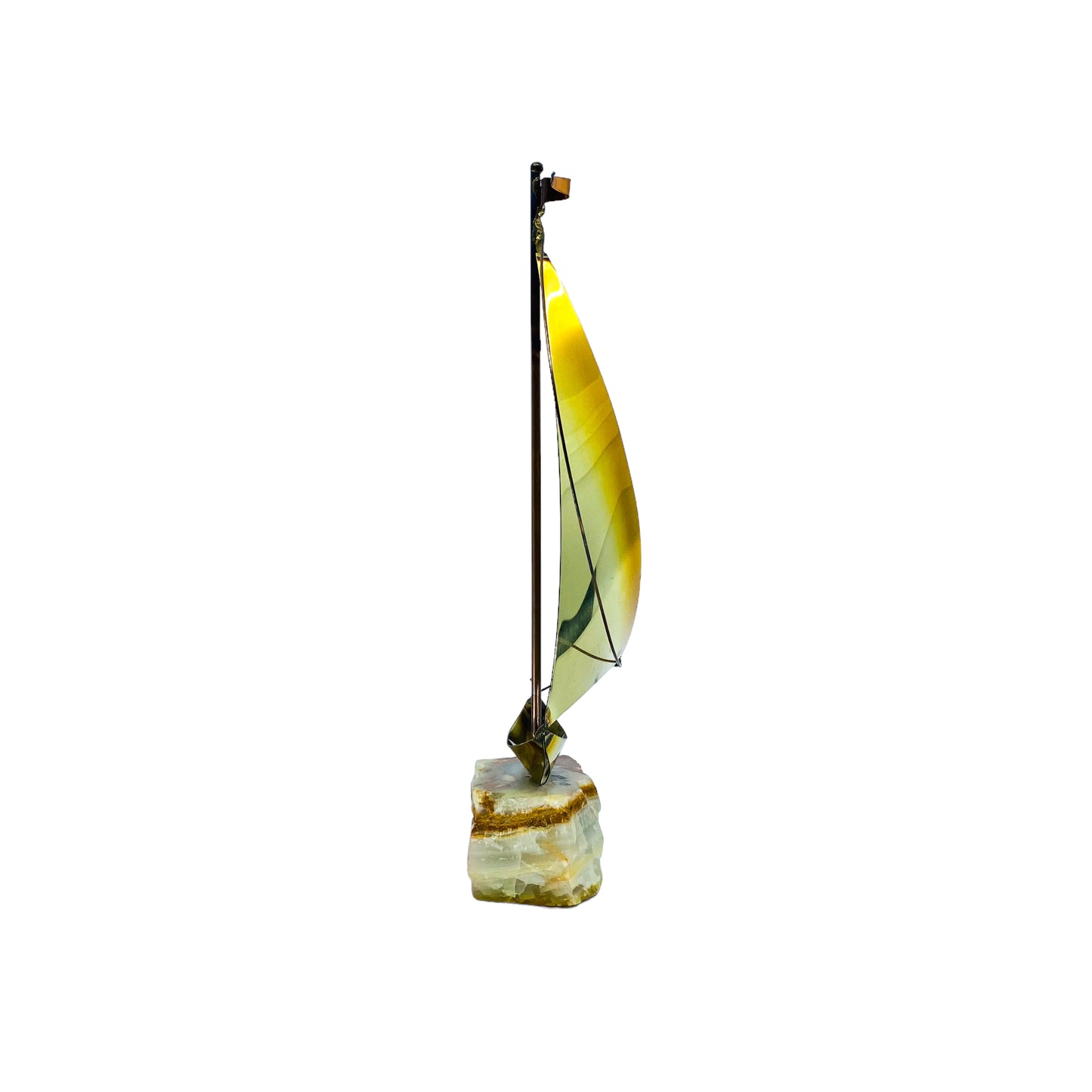 Vintage MCM Signed Demott Brass Sailboat Sculpture