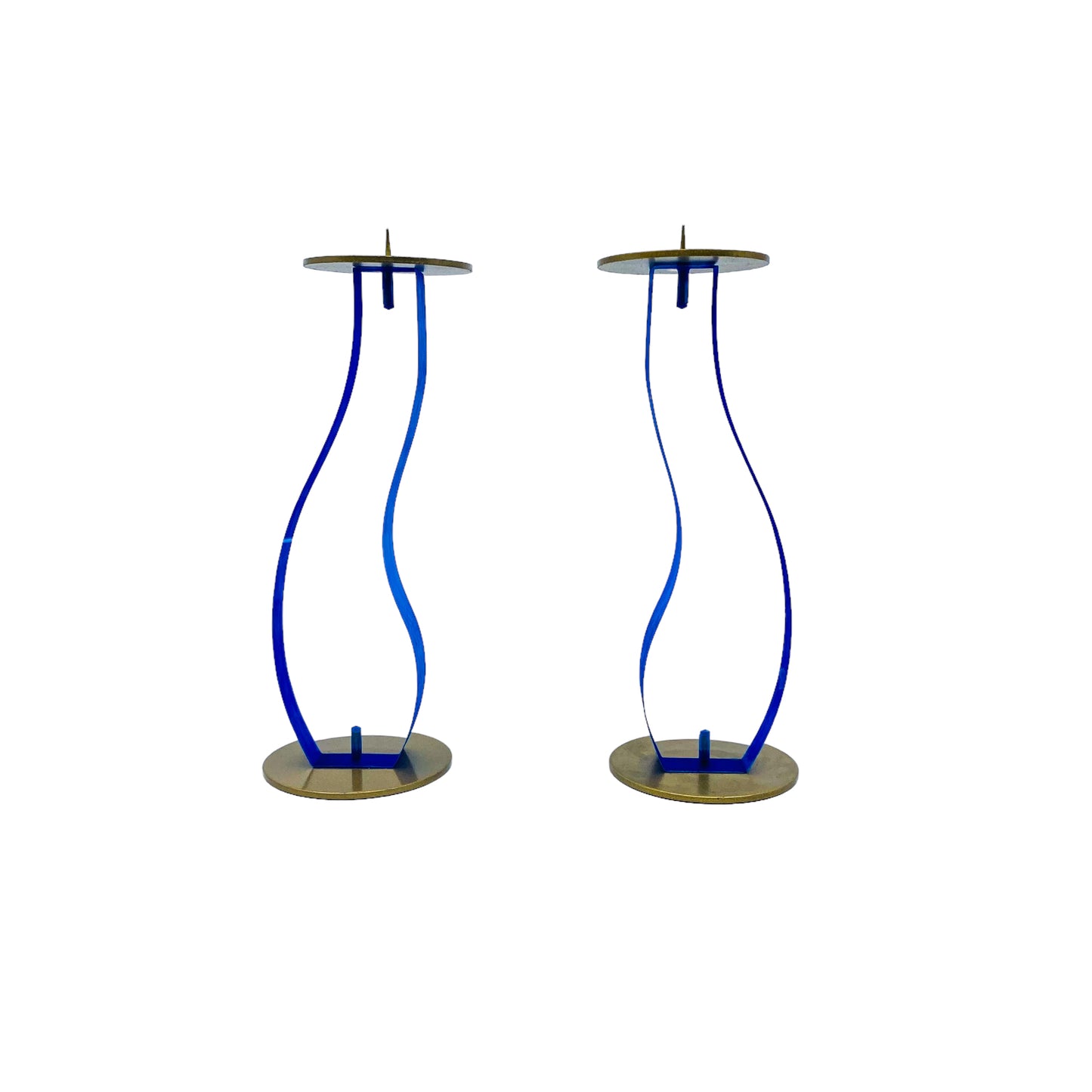 Sculptural Lucite Resin Candle Holders, Pair