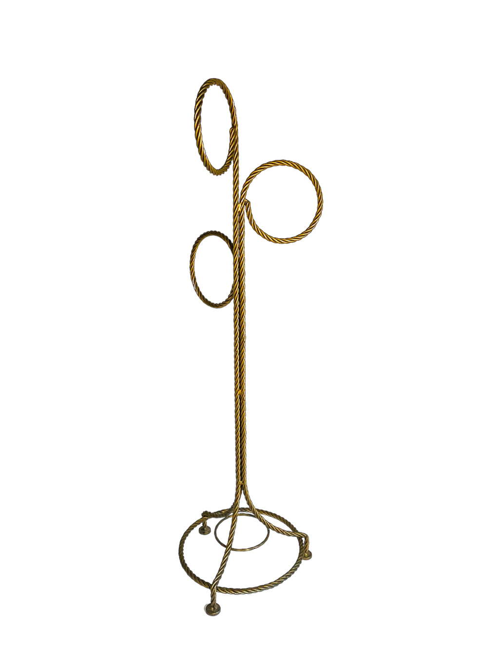 1970’s Hollywood Regency Braided Gilt Iron 3-Ring Towel Holder / Valet, Local Pickup Only**