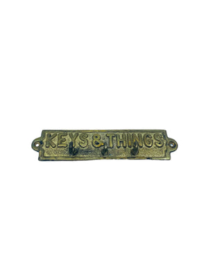 Vintage “Keys & Things” Brass Wall Mount