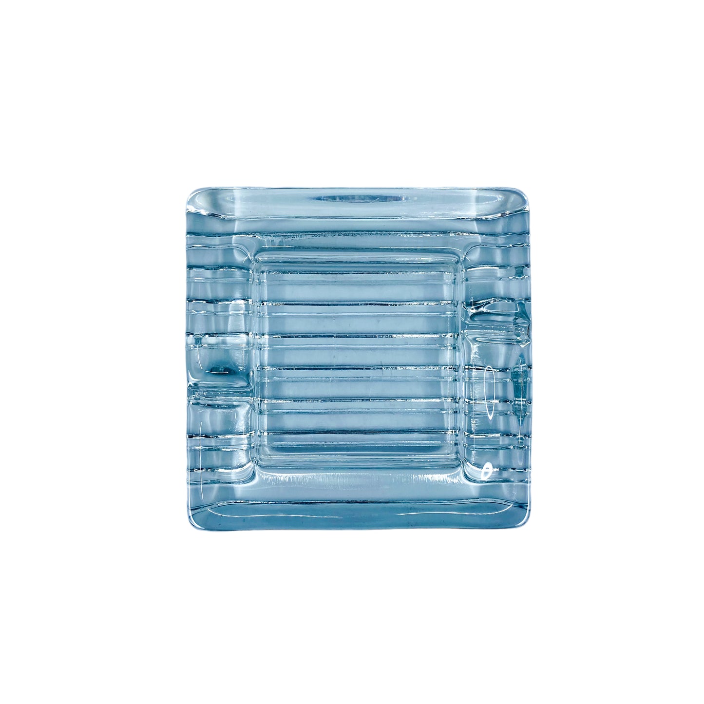 Heavy Square Glass Ashtray, Ribbed Bottom