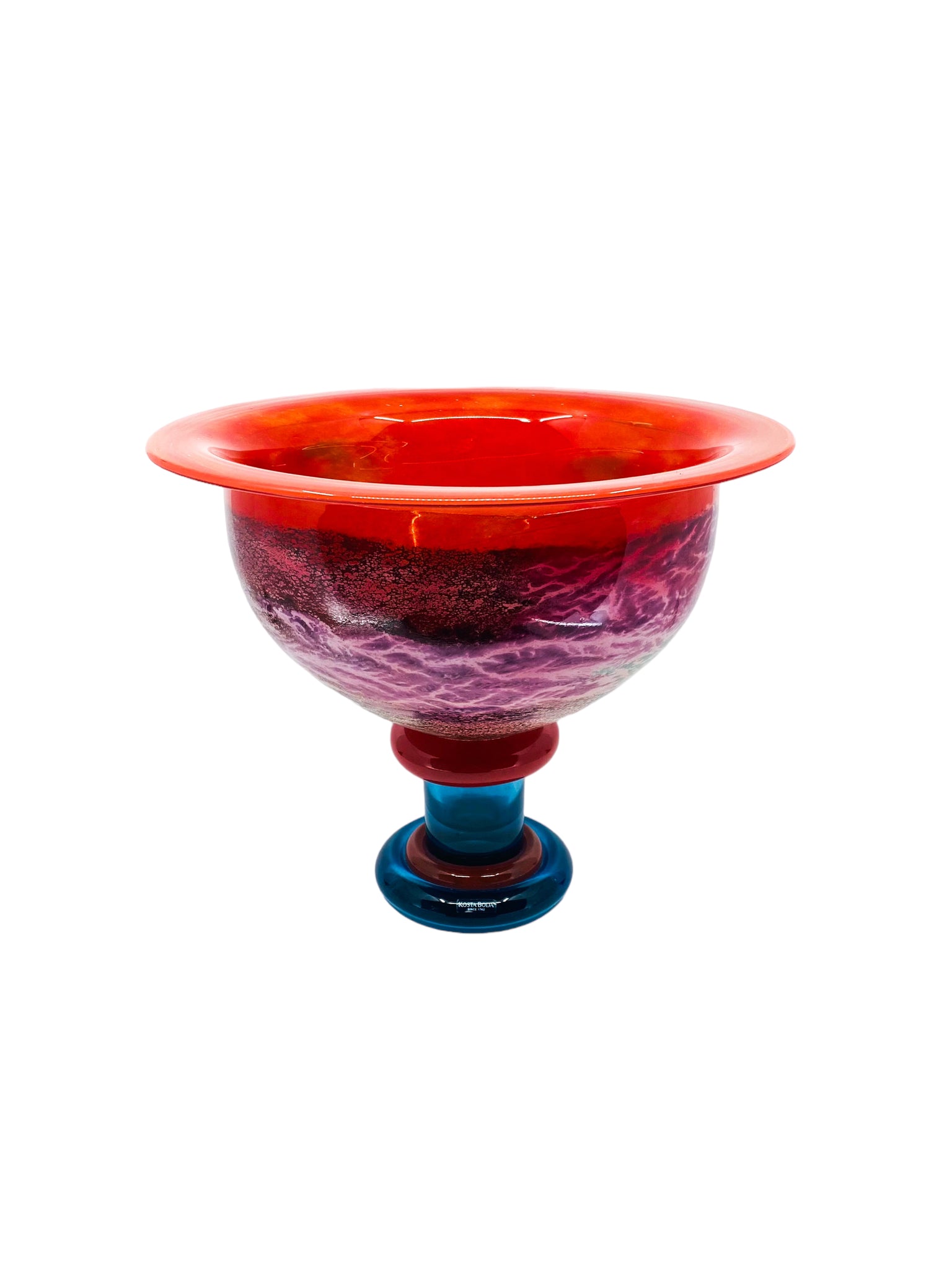 1991 Kosta Boda Large Art Glass Footed Bowl ‘CanCan’ Series by Kjell Engman