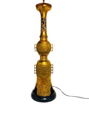 1950s Hollywood Regency James Mont Attributed Asian Brass Table Lamp, Local Pick Up Only**
