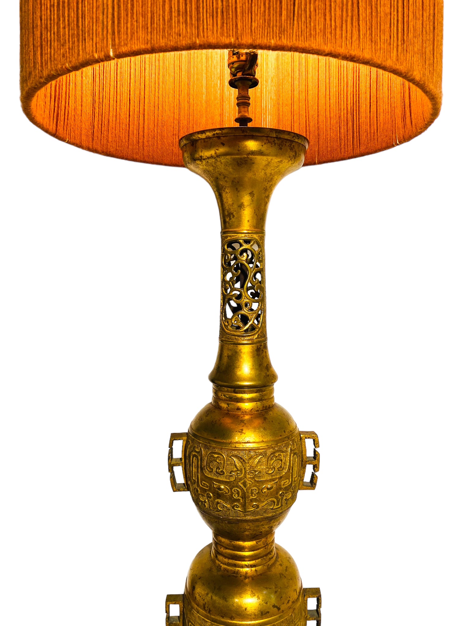 1950s Hollywood Regency James Mont Attributed Asian Brass Table Lamp, Local Pick Up Only**