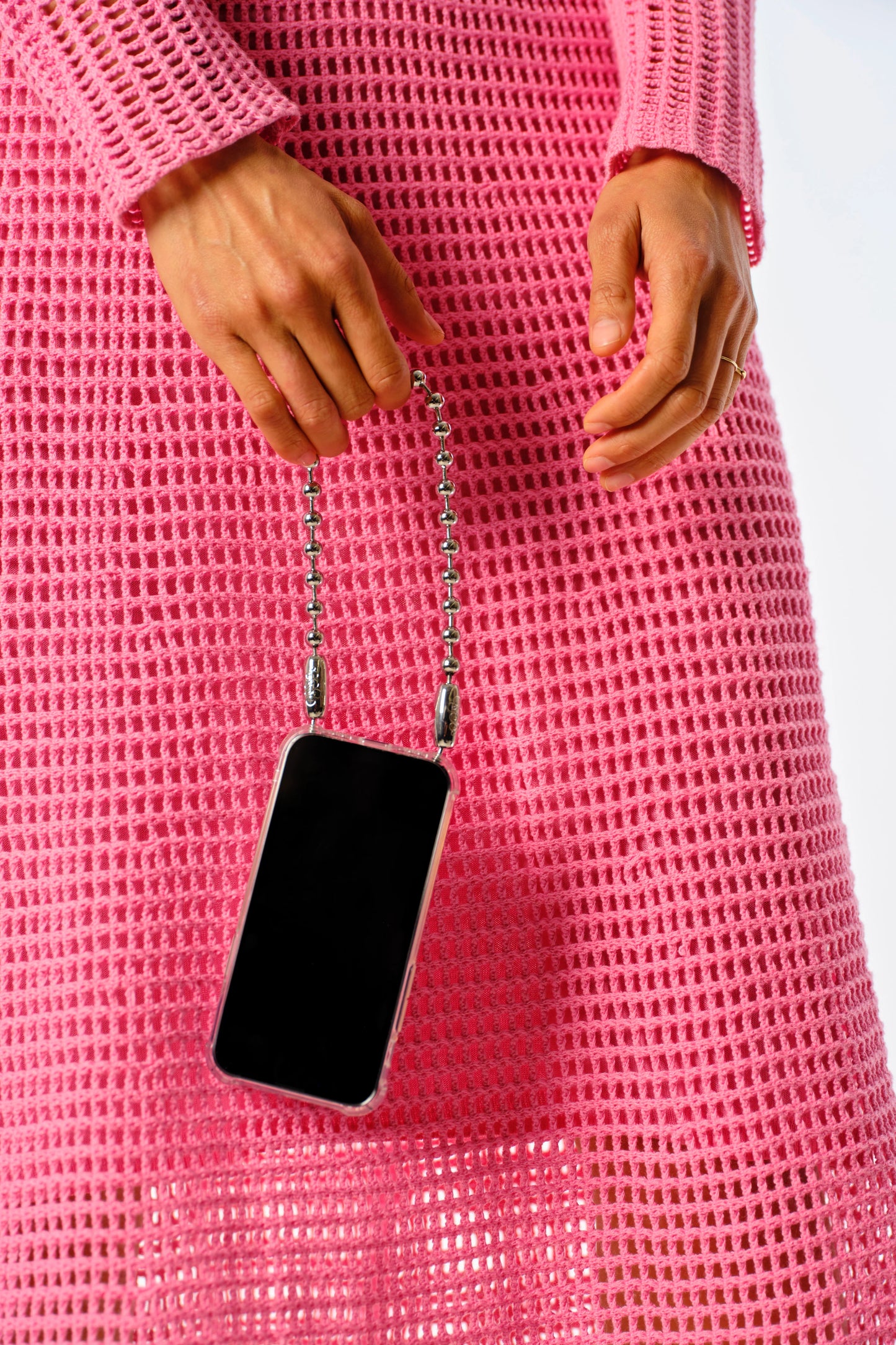 Ossa: Rhodium Ballchain Wristlet