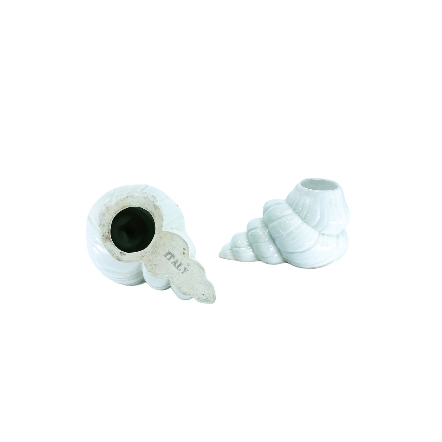 Vintage Italian Ceramic Shell Candleholders