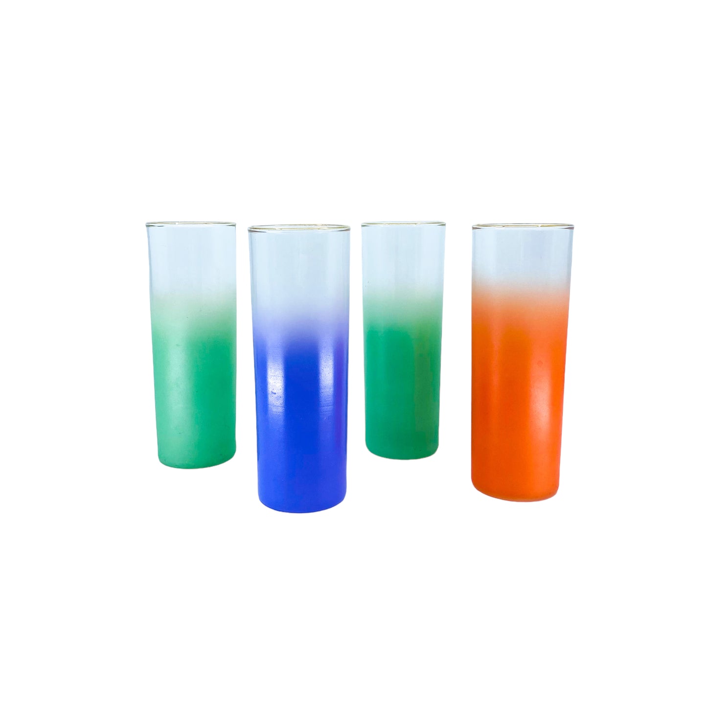 Vintage Blendo Tom Collins Multicolor Glasses, Set of 4