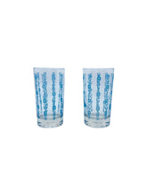 Vintage Cornflower Blue Floral Glasses, Pair