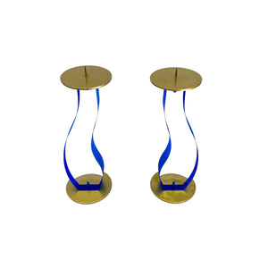 Sculptural Lucite Resin Candle Holders, Pair