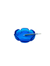 Vintage Blenko Glass Sapphire Blue Lotus Ashtray