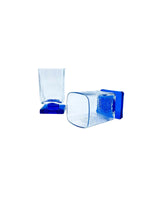 Vintage Bormioli Rocco Cobalt Blue Square Footed Glasses, Pair