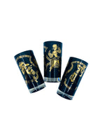 Vintage 1950’s Caribbean Calypso Black & Gold Dancer Collins Glasses by Federal Glass, S/4