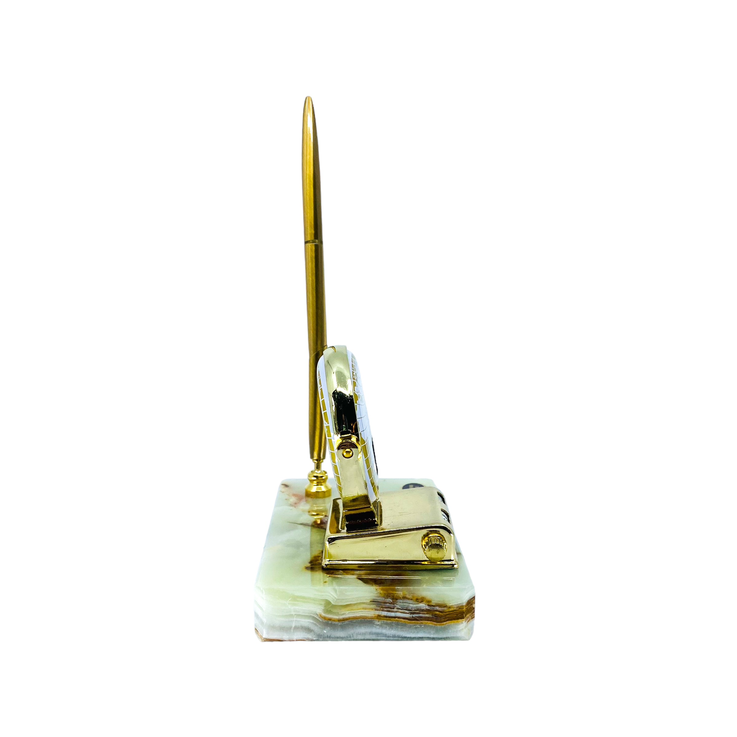 Vintage Onyx Perpetual Desk Calendar & Pen, Made in Italy