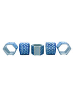 Vintage Blue & White Porcelain Chainlink Napkin Ring Holders, Set of 5