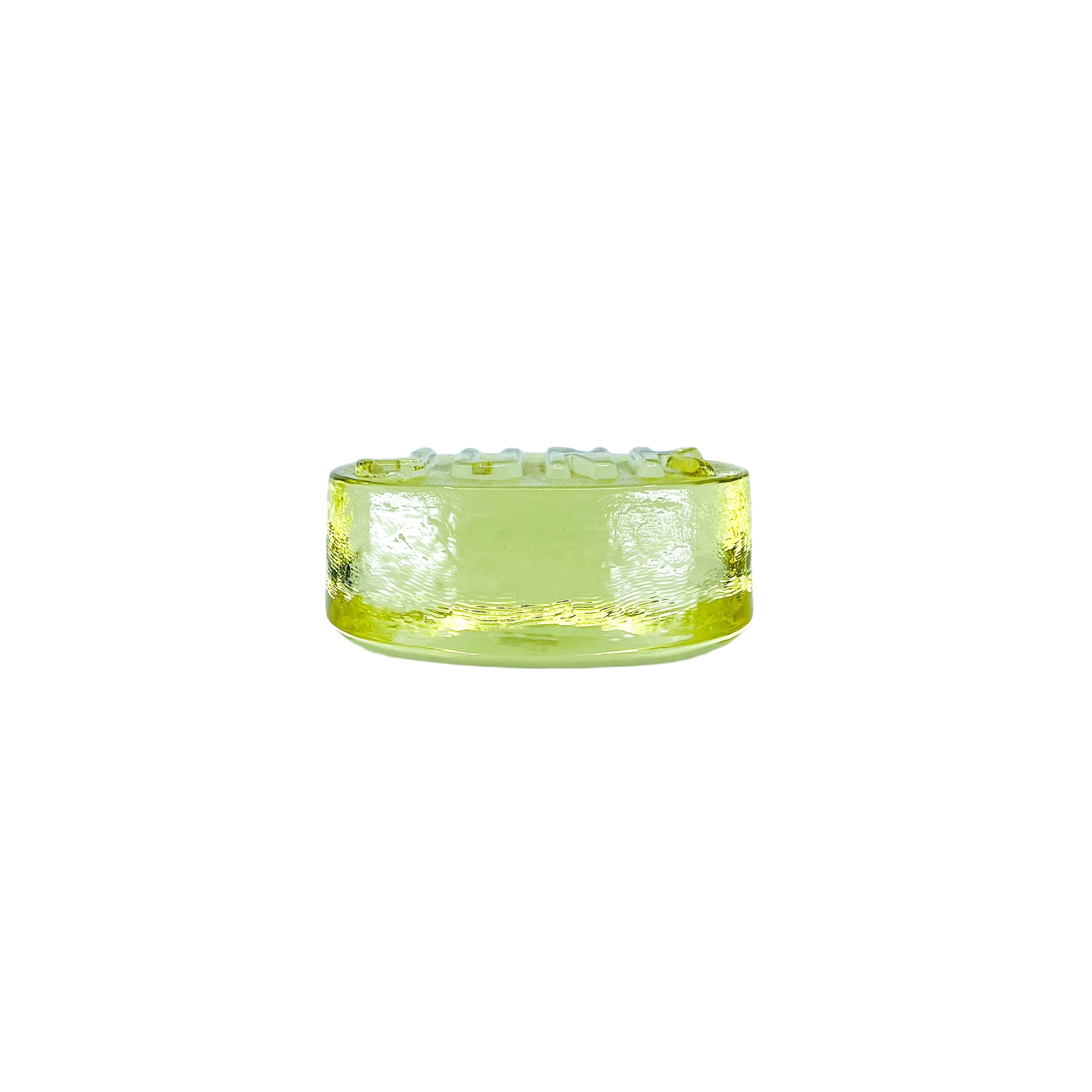Vintage Yellow “JUNK” Glass Paperweight