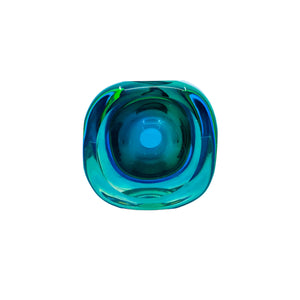 Vintage Flavio Poli for Seguso Sommerso Blue-Green Italian Murano Glass Bud Vase