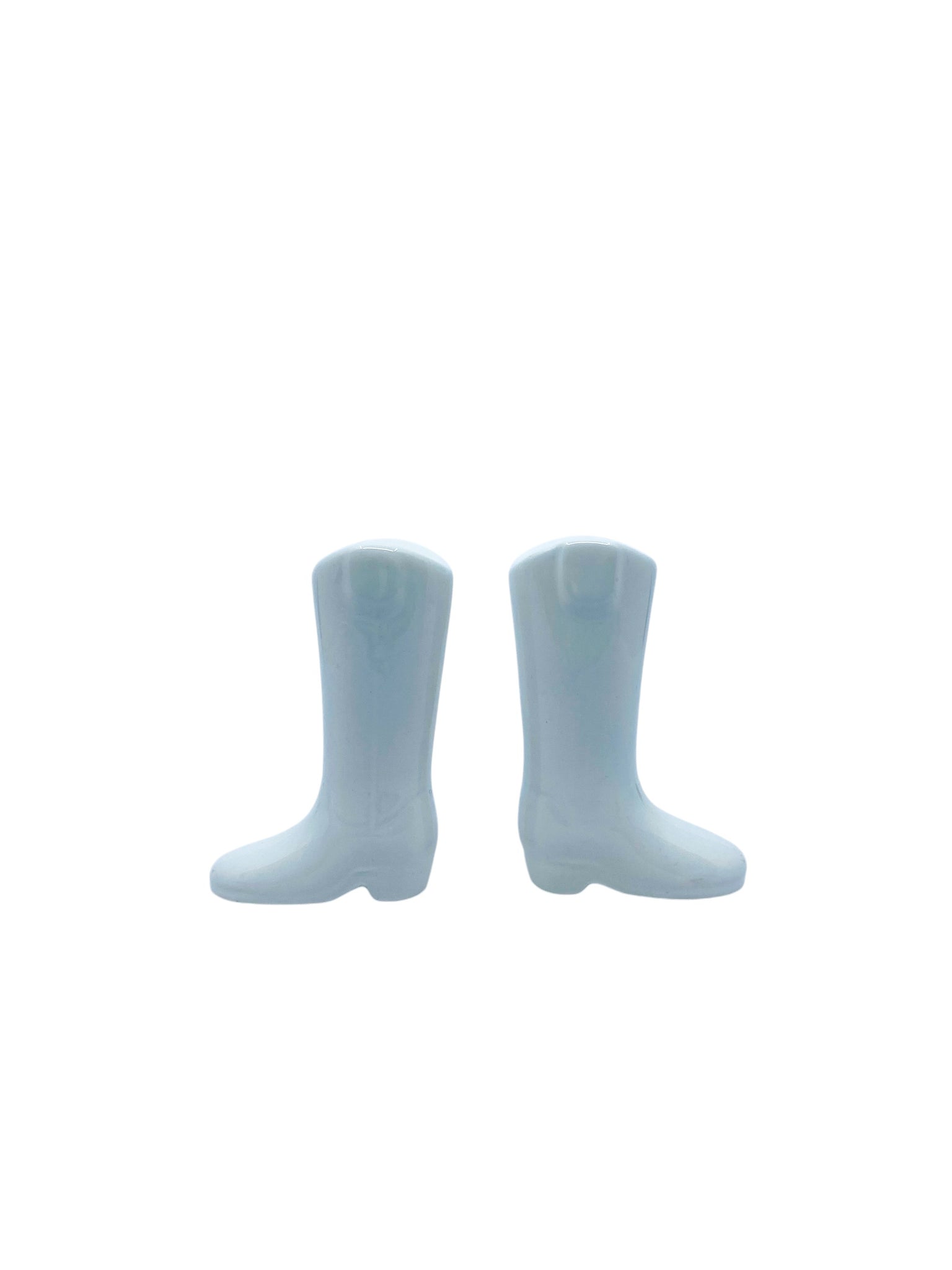 Ceramic White Cowboy Boot Salt & Pepper Shakers