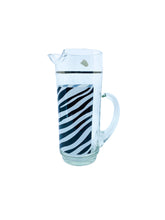 Vintage Mid-Century Zebra Print Pitcher & Glass Set