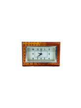 Orange Croc Embossed Leather Frame Desk Clock, Italy