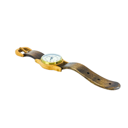 Vintage Handmade Wooden Wristwatch Clock