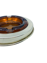 Vintage 1970’s Amber Glass & Aluminum Ashtray