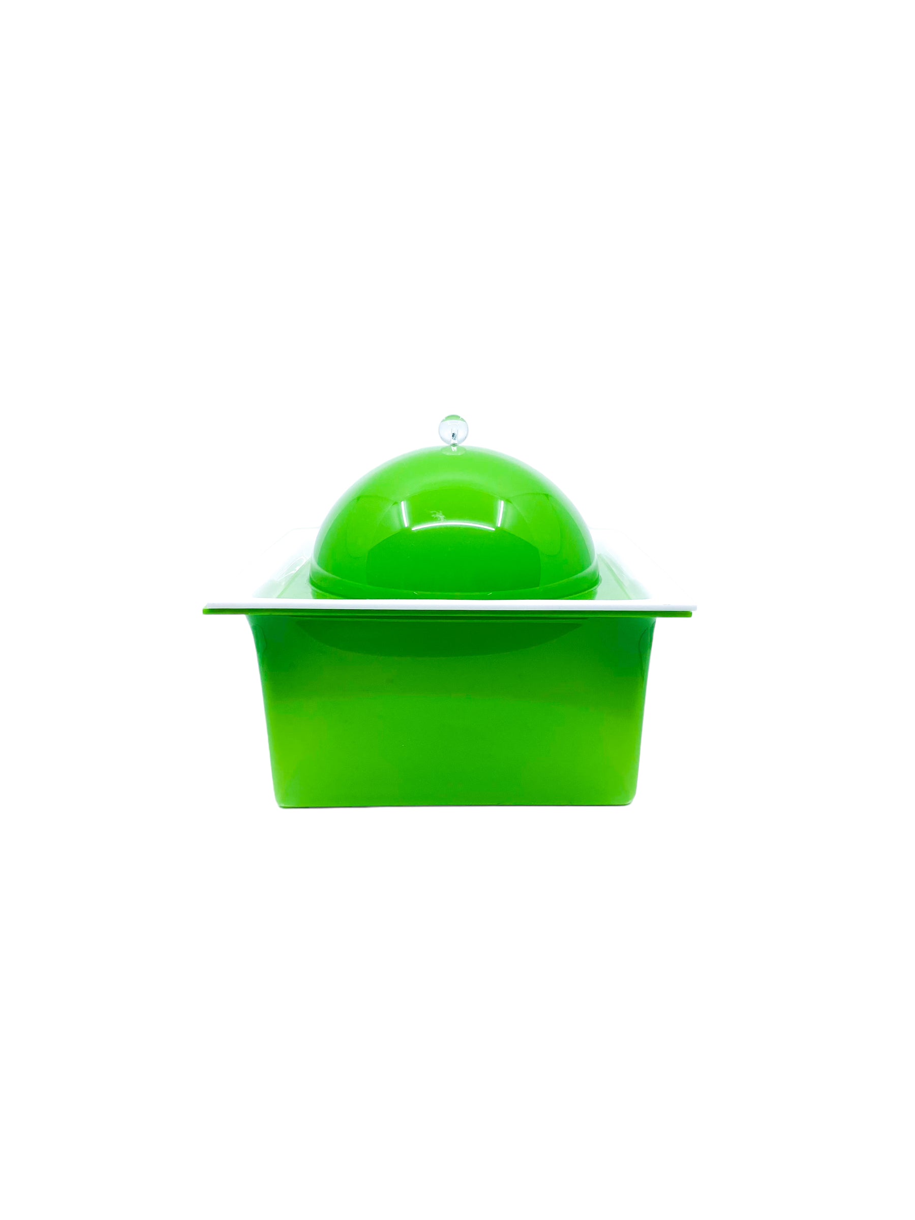 Vintage MCM Atomic Green Square Ice Bucket