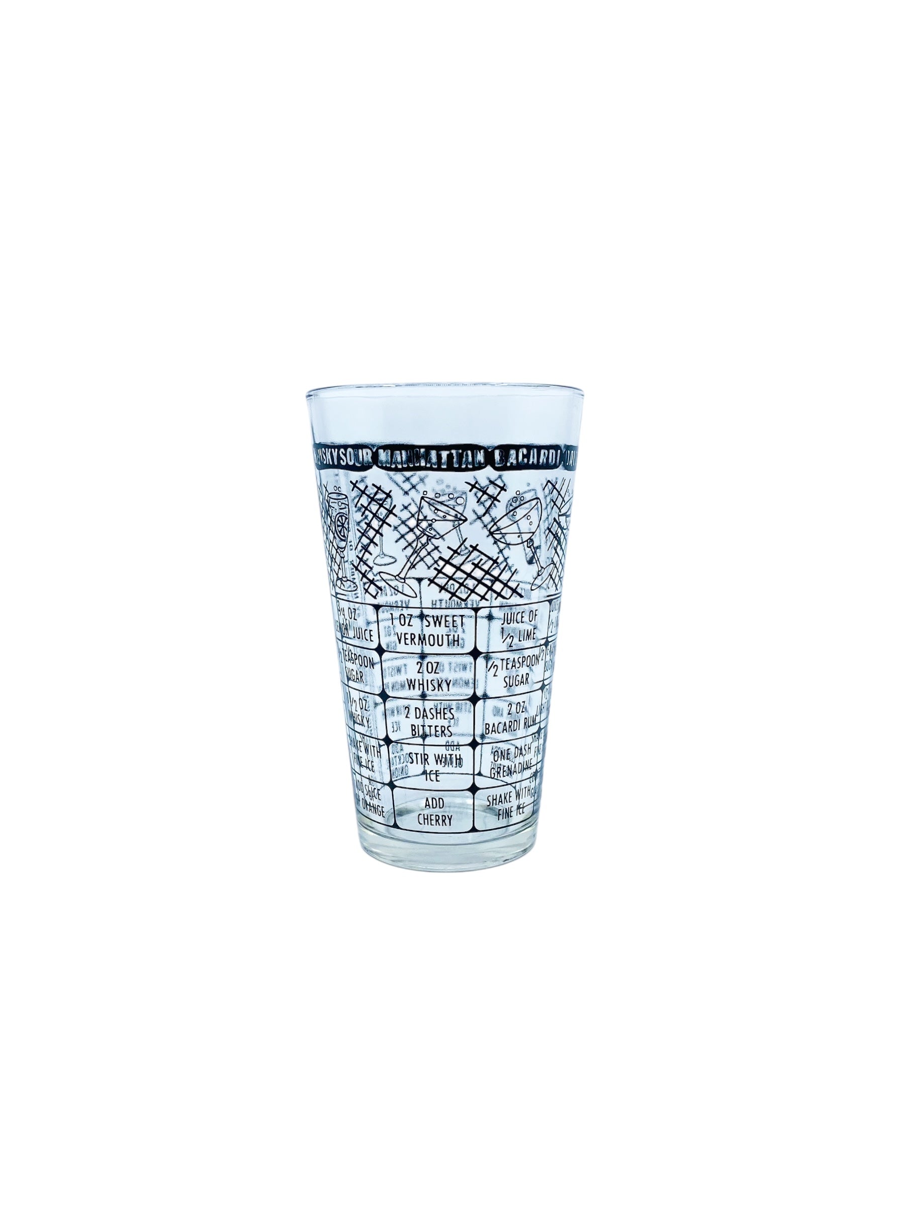 Vintage Federal Glass MCM Cocktail Recipe Tumbler, Black