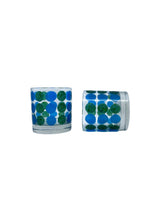 Vintage Textured Polka Dot Lowball Glasses, Pair