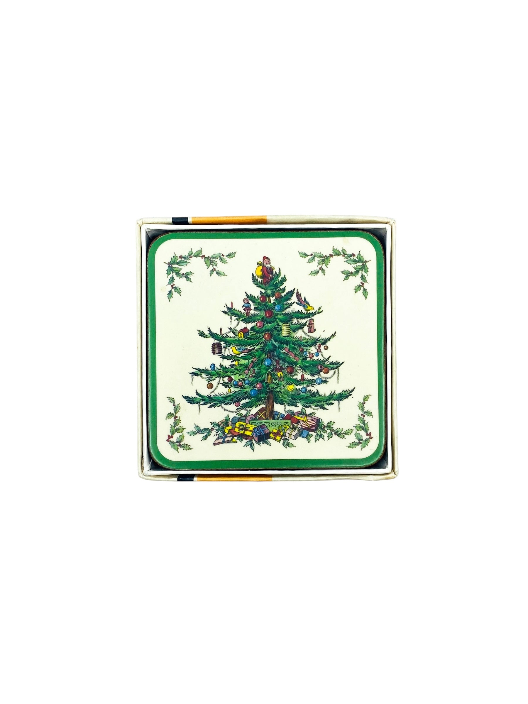 Vintage Pimpernel Spode Christmas Tree Coasters, Set of 6