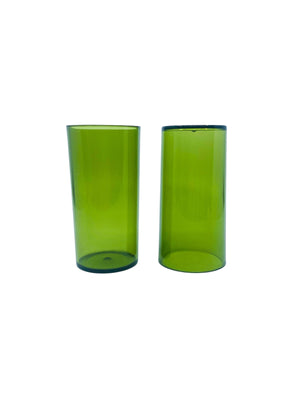 Vintage Avocado Green Plastic Glasses, Set of 5