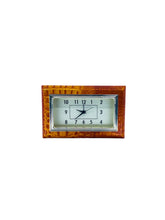 Orange Croc Embossed Leather Frame Desk Clock, Italy