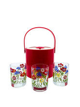 Georges Briard Red Vinyl & Floral Glasses