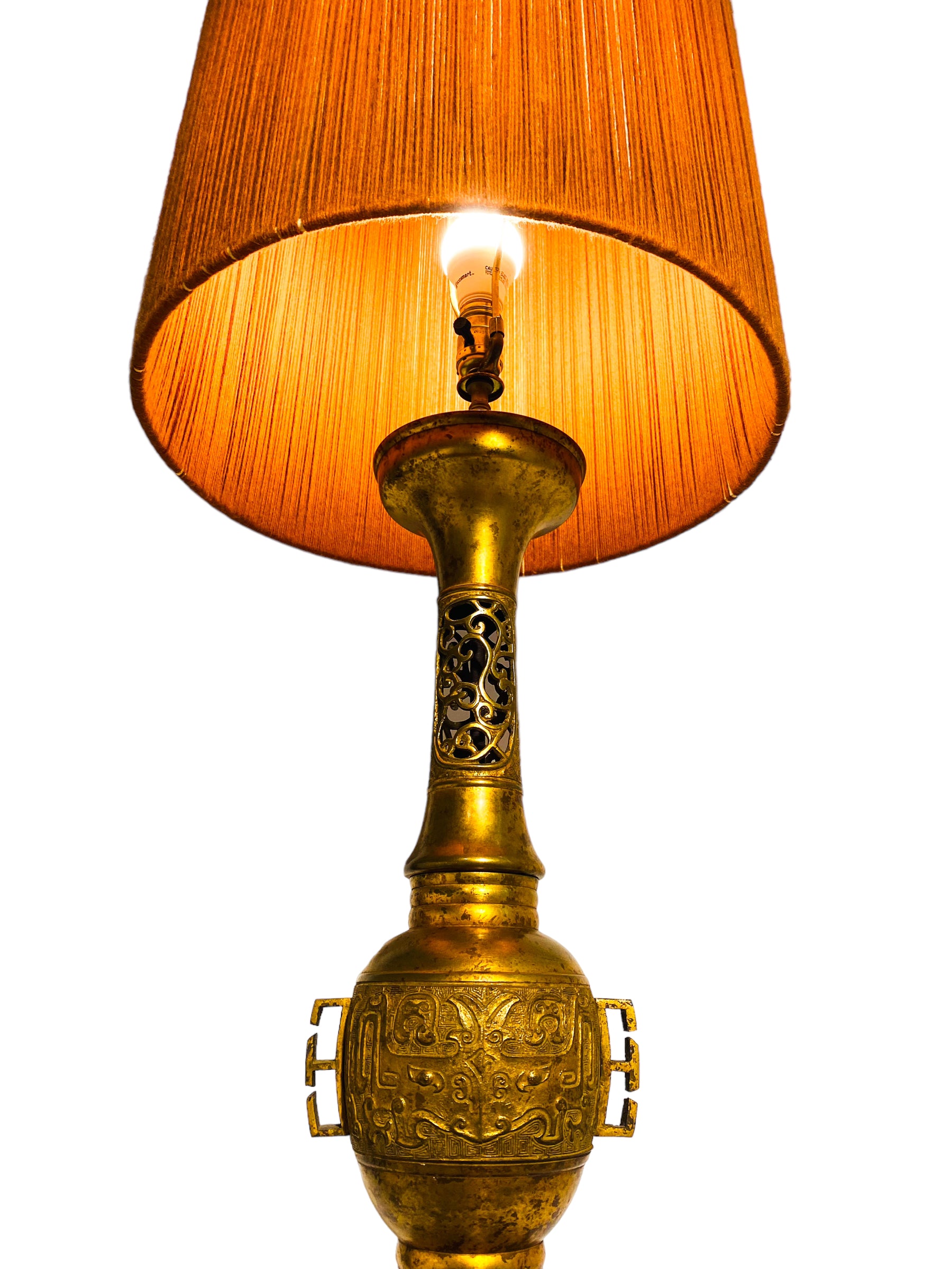 1950s Hollywood Regency James Mont Attributed Asian Brass Table Lamp, Local Pick Up Only**