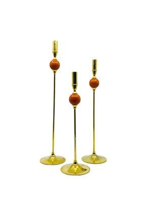 MCM Brass Slim Candlestick Holders, Set of 3