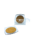 Vintage Square Lucite and Cork Coasters with Caddy, Set of 6