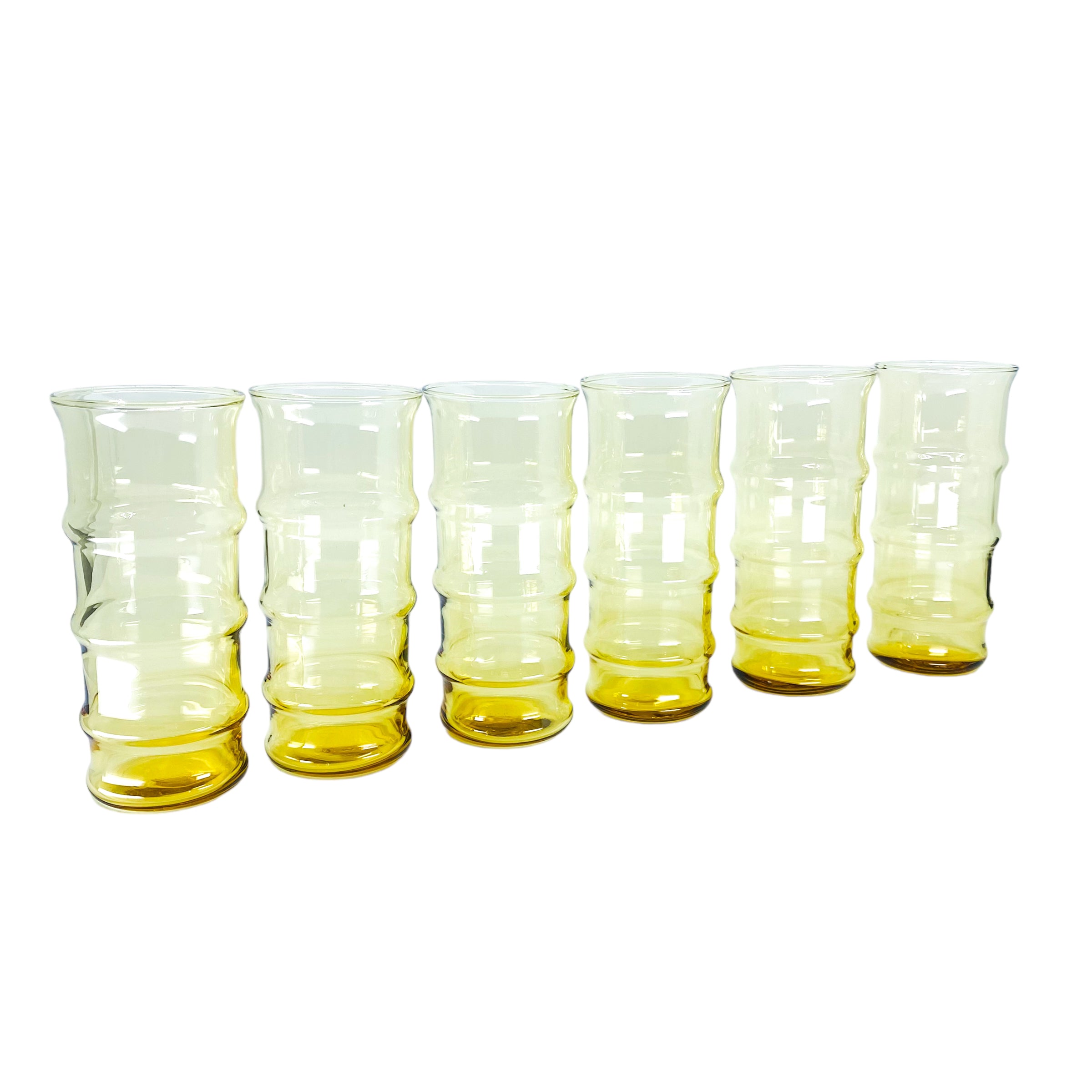 Vintage Libbey Amber Bamboo Glasses, Set of 6