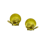 Vintage Solid Brass Shell Hooks, Pair