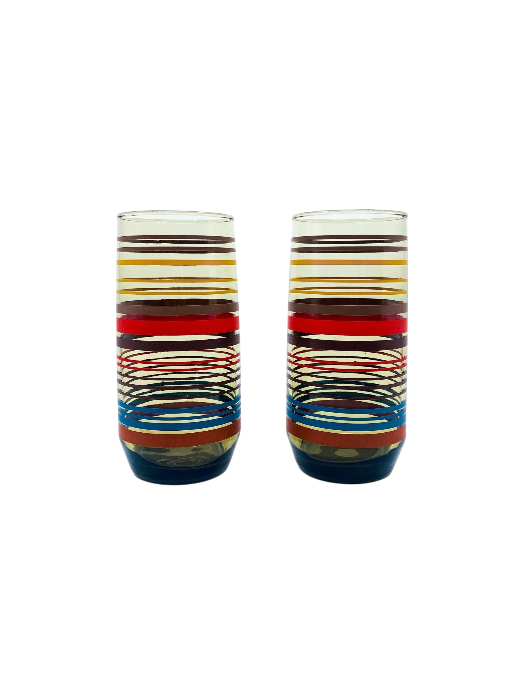 Retro Striped Smoked Tallboys, Pair