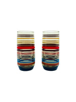 Retro Striped Smoked Tallboys, Pair