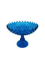 Westmoreland Blue Glass Sawtooth Diamond Point Footed Bowl