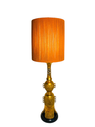 1950s Hollywood Regency James Mont Attributed Asian Brass Table Lamp, Local Pick Up Only**