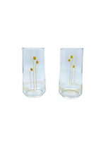 Corelle Abstract Yellow Floral Glasses, Pair