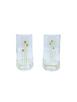 Corelle Abstract Yellow Floral Glasses, Pair
