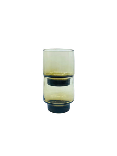 Vintage 1970’s Libbey Tawny Stackable Smoked Glasses, Pair