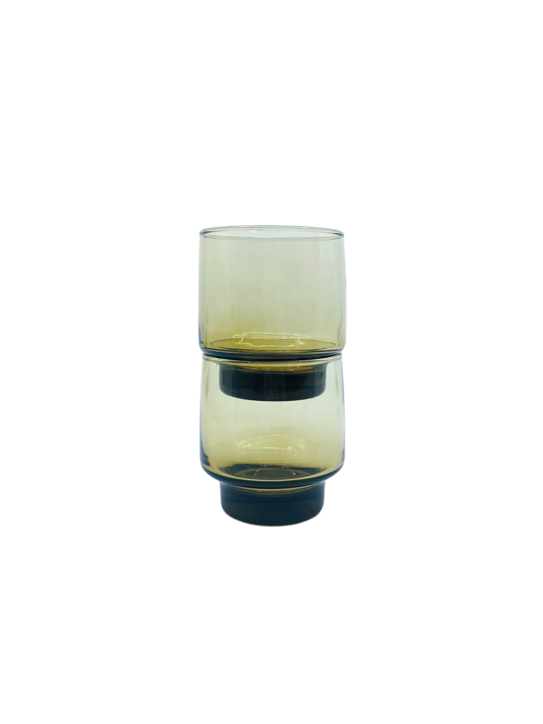 Vintage 1970’s Libbey Tawny Stackable Smoked Glasses, Pair