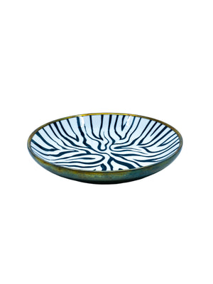 Vintage Japanese Porcelain Hand Painted Zebra Plate, Hong Kong