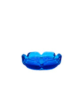 Vintage Blenko Glass Sapphire Blue Lotus Ashtray