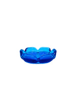 Vintage Blenko Glass Sapphire Blue Lotus Ashtray