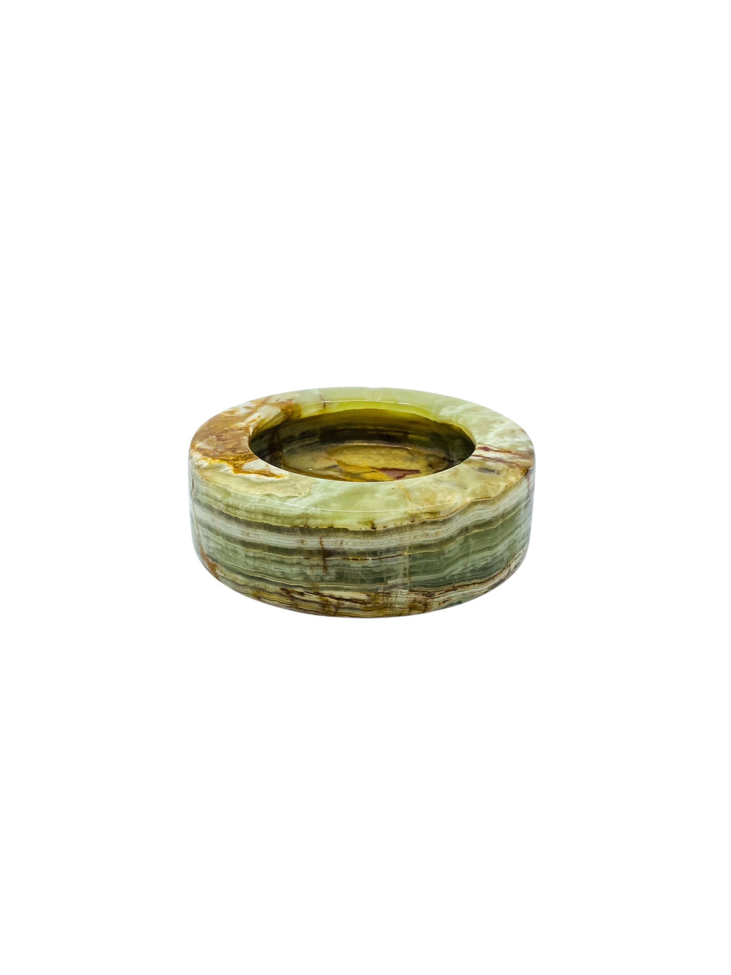 Vintage Solid Onyx Round Ashtray